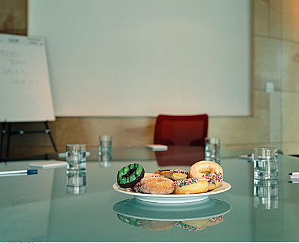 甜甜圈,桌上,会议室