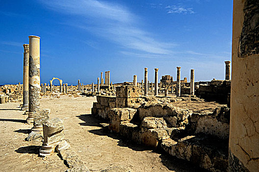 利比亚,地区,萨布拉塔,大教堂,约会,背影,6世纪