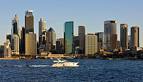 风景,悉尼,小湾,游艇,圆形,码头,港口,天际线,中央商务区,新南威尔士,澳大利亚