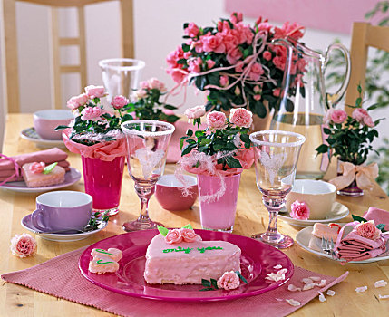 心形,蛋糕,粉色,浇料,玫瑰,容器,青蛙