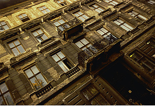 公寓楼,窗户,露台,布达佩斯,匈牙利