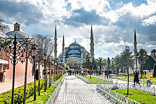 蓝色清真寺,苏丹艾哈迈德清真寺,清真寺,入口,苏丹,公园,藍色清真寺,欧洲,局部,伊斯坦布尔,土耳其,亚洲