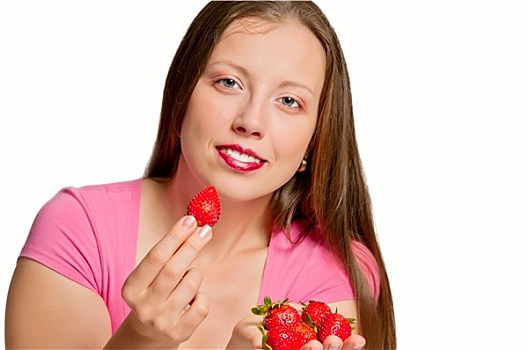 女孩,草莓