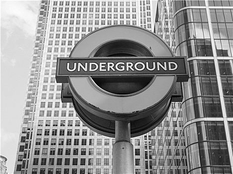黑白,伦敦,地铁,标识
