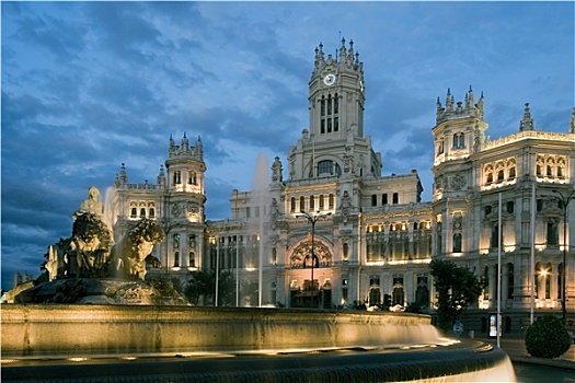 广场,夜晚,马德里,西班牙