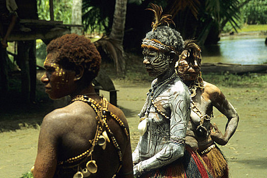 巴布亚新几内亚,河,靠近,小,乡村,人,服装