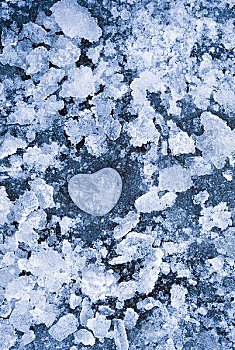 冰,心形,围绕,破损,片,路易斯湖,艾伯塔省,加拿大