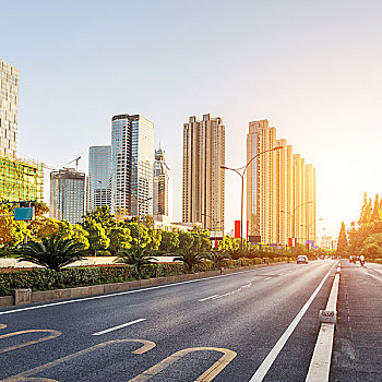 空,街道,现代,城市