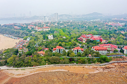 航拍山东青岛八大关景区