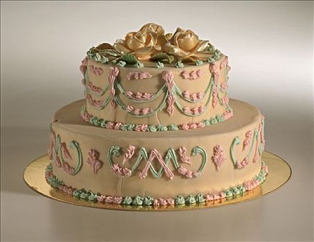 蛋糕,粉色,绿色,装饰
