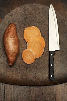 甘薯,刀,切,切菜板