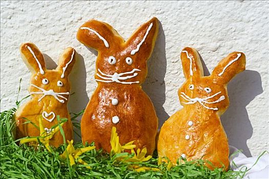 三个,烘制,复活节,兔子