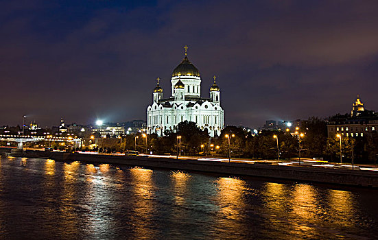 大教堂,耶稣,夜晚,莫斯科,俄罗斯,欧洲