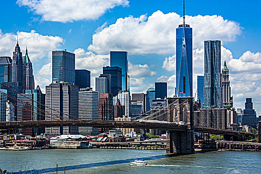 布鲁克林大桥,曼哈顿,天际线,纽约,美国