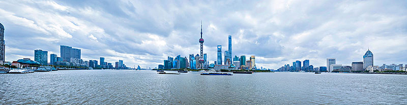 上海外滩全景,陆家嘴,东方明珠,浦东,中心大厦,环球金融中心