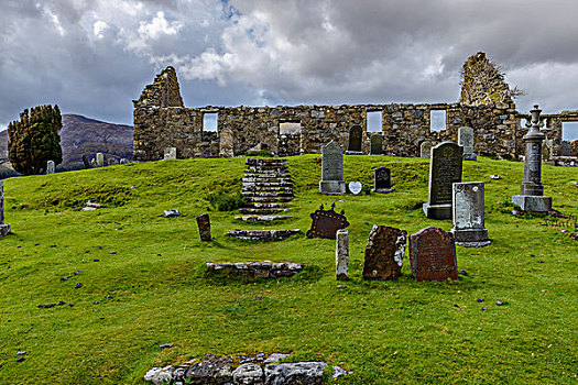 遗址,教堂,墓地,斯凯岛,苏格兰