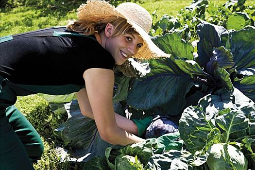 女性,园丁,蔬菜