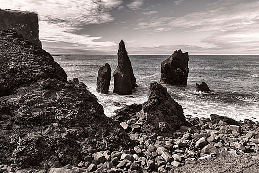 石头,针,悬崖,半岛,雷克雅奈斯,靠近,雷克雅未克,冰岛,欧洲
