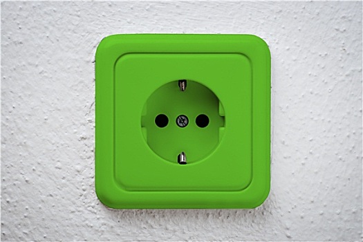 绿色,插座,墙壁