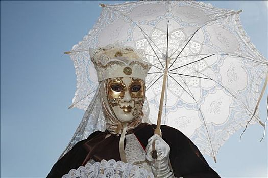 肖像,面具,伞,狂欢,威尼斯,意大利