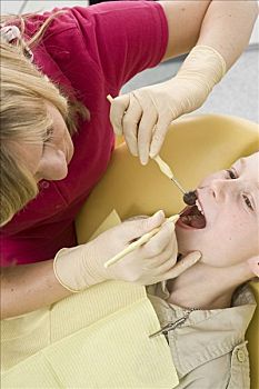 牙科护士,检查,牙齿