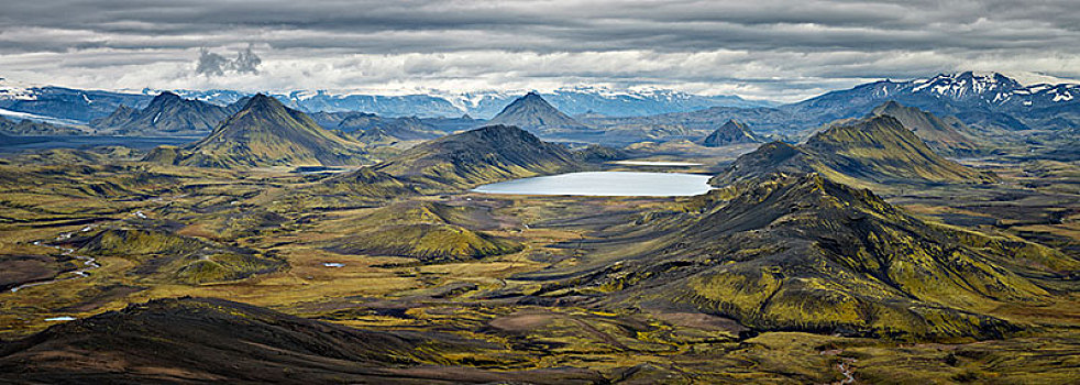 风景,山景,湖,全景,高地,冰岛,欧洲