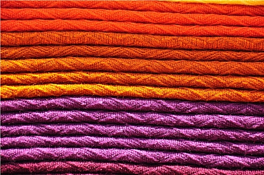 一堆,传统,编织物,羊驼,毯子,橙色,紫色