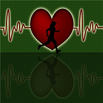 跑步,剪影,红色,心形,心率,图表