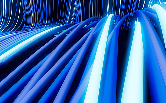数码合成未来科技感,发光蓝色粒子线条