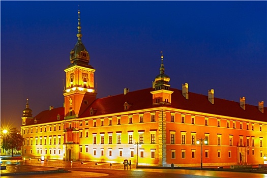 皇家,城堡,夜晚,华沙,波兰
