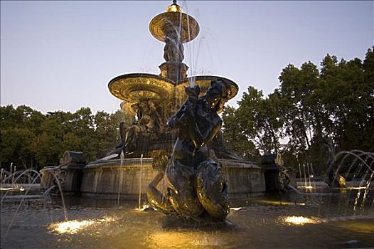 喷水池,公园,门多萨,阿根廷