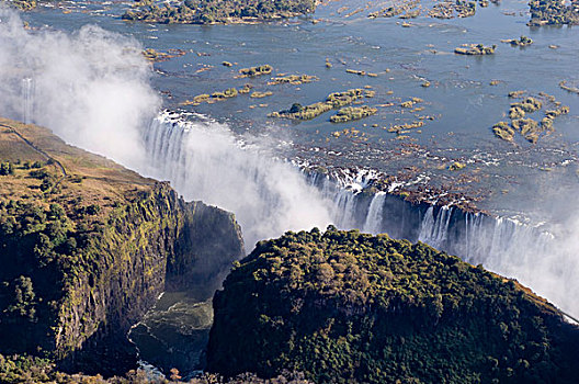 维多利亚瀑布,赞比西河,赞比亚,津巴布韦,边界,非洲