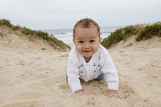 婴儿,海滩