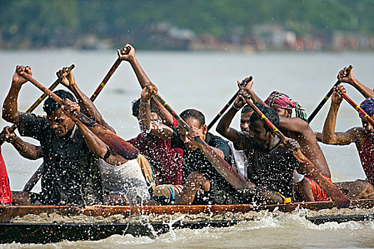 划船,胜利,传统,赛船,河,库尔纳市,电讯,孟加拉,十月,2009年