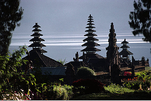 庙宇,岸边,布拉坦湖,靠近,巴厘岛,印度尼西亚