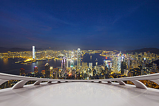 空,注视,平台,香港,夜景