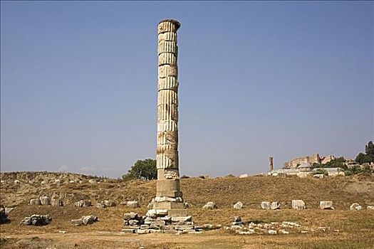 古遗址,柱子,以弗所,土耳其