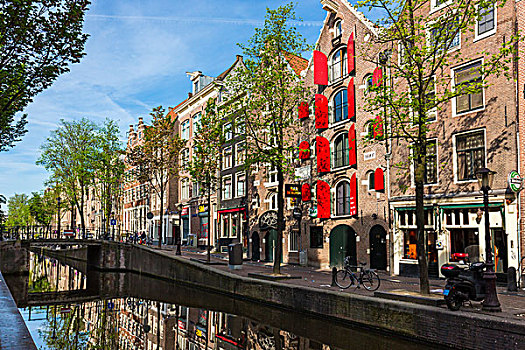 红灯,地区,运河,阿姆斯特丹,荷兰