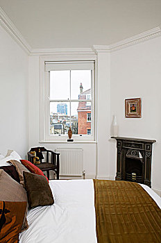 维多利亚时代风格,壁炉,白色,卧室