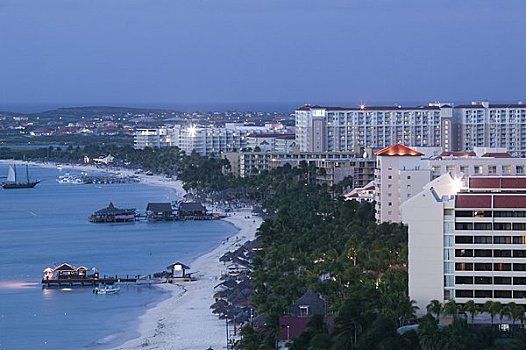 高层建筑,胜地,区域,棕榈海滩,阿鲁巴,加勒比海