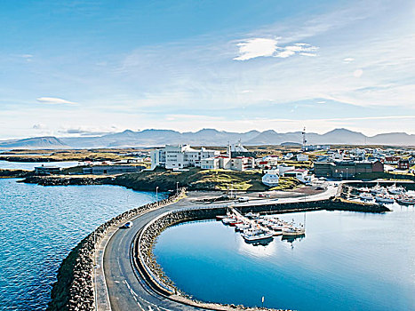 俯拍,港口,冰岛