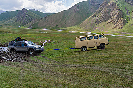 拽,汽车,山谷,省,吉尔吉斯斯坦,亚洲