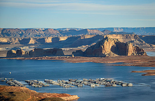 码头,湾,风景,俯瞰,鲍威尔湖,亚利桑那,美国,北美