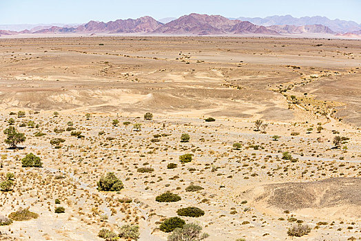 航拍,荒漠景观,后面,山脉,索苏维来地区,纳米布沙漠,纳米比诺克陆夫国家公园,纳米比亚,非洲