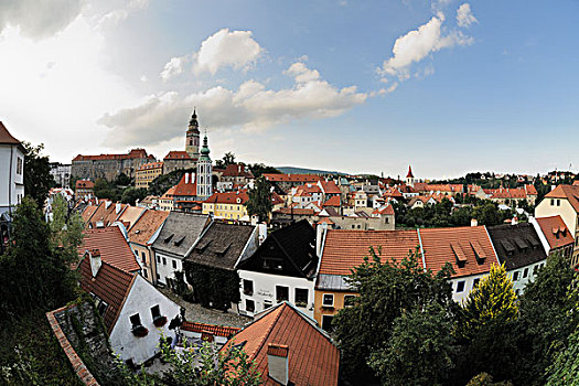 风景,历史,老,城镇,城堡,塔,世界遗产,捷克,克鲁姆洛夫,捷克共和国,欧洲