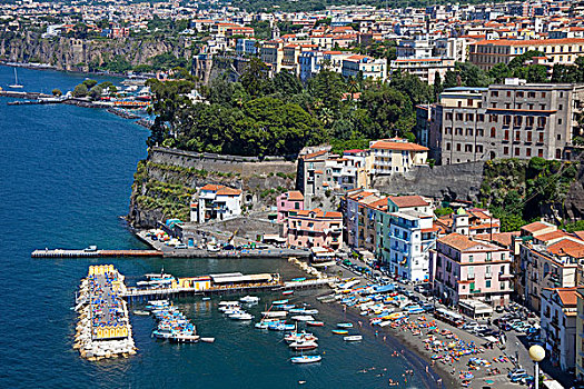 风景,码头,索伦托,那不勒斯湾,坎帕尼亚区,意大利,地中海,欧洲