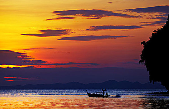 热带沙滩,日落,安达曼海,泰国