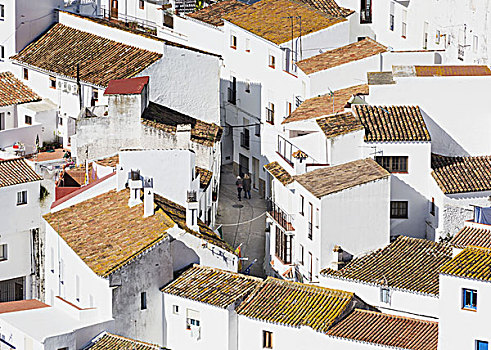 特色,刷白,建筑,山村,卡塞雷斯,马拉加省,安达卢西亚,西班牙