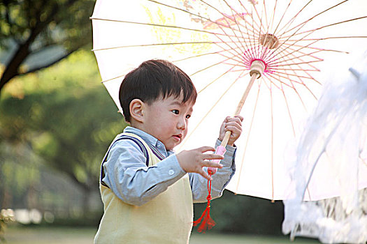 亚洲人,男孩,玩,花园