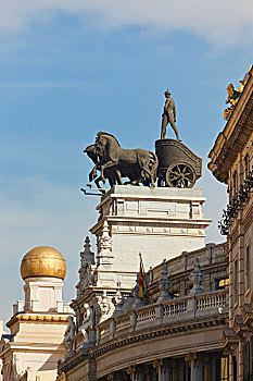 四马二轮战车,房顶,毕尔巴鄂,建筑,四个,马,绘画,两个,轮式,马车,马德里,西班牙